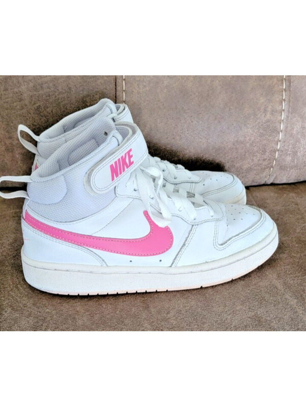 Nike Court Borough Mid 2 White Pinksicle Pink Big Kids Shoes CD7782-116 Size 4.5